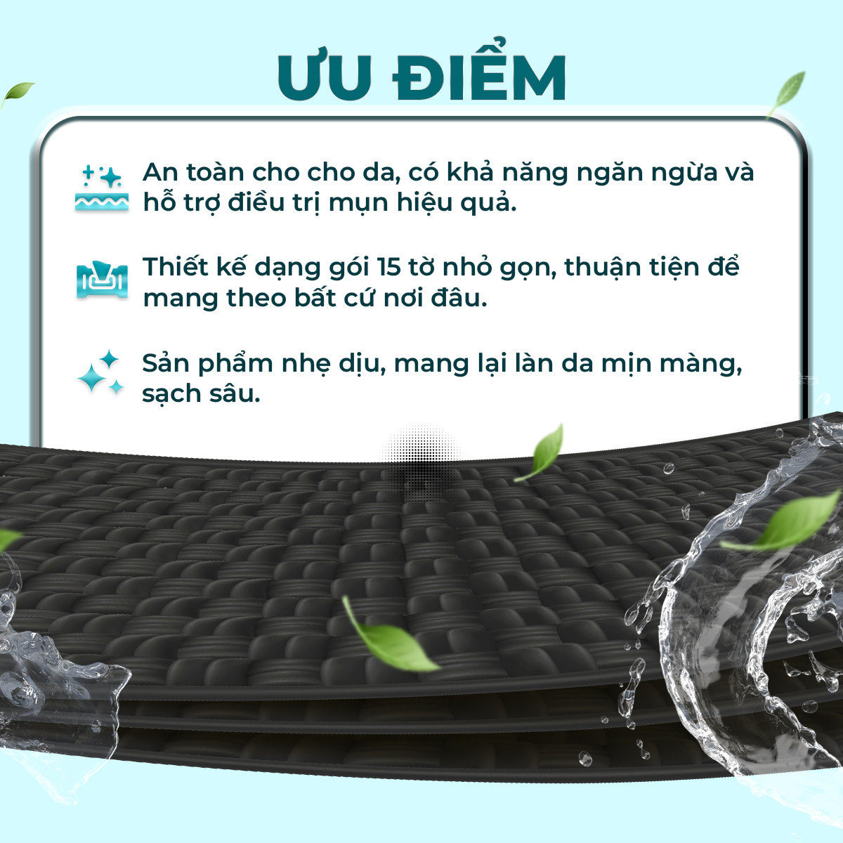 Hộp 02 gói khăn giấy ướt ngừa mụn than hoạt tính Charcoal Anti Acne Cleansing Wipes gói 15 tờ an toàn cho da