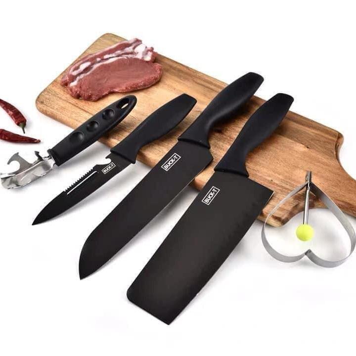BỘ DAO NHÀ BẾP 5 MÓN ĐEN CAO CẤP BUCK