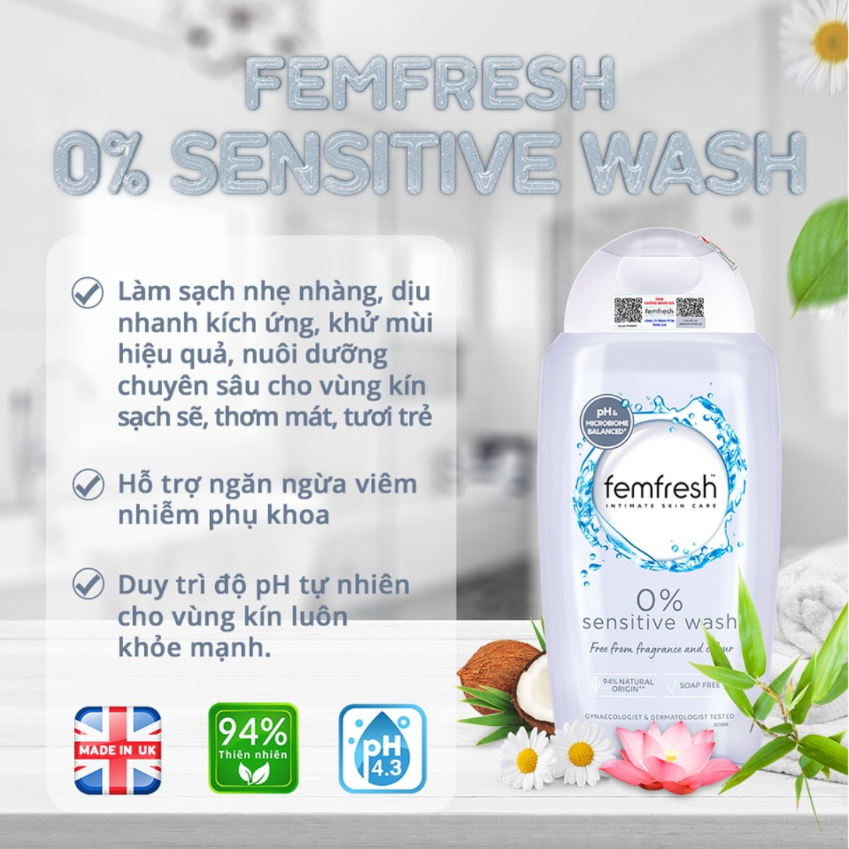 Dung Dịch Vệ Sinh Phụ Nữ Femfresh Daily Wash DDVS Phụ Nữ Intima 250ml