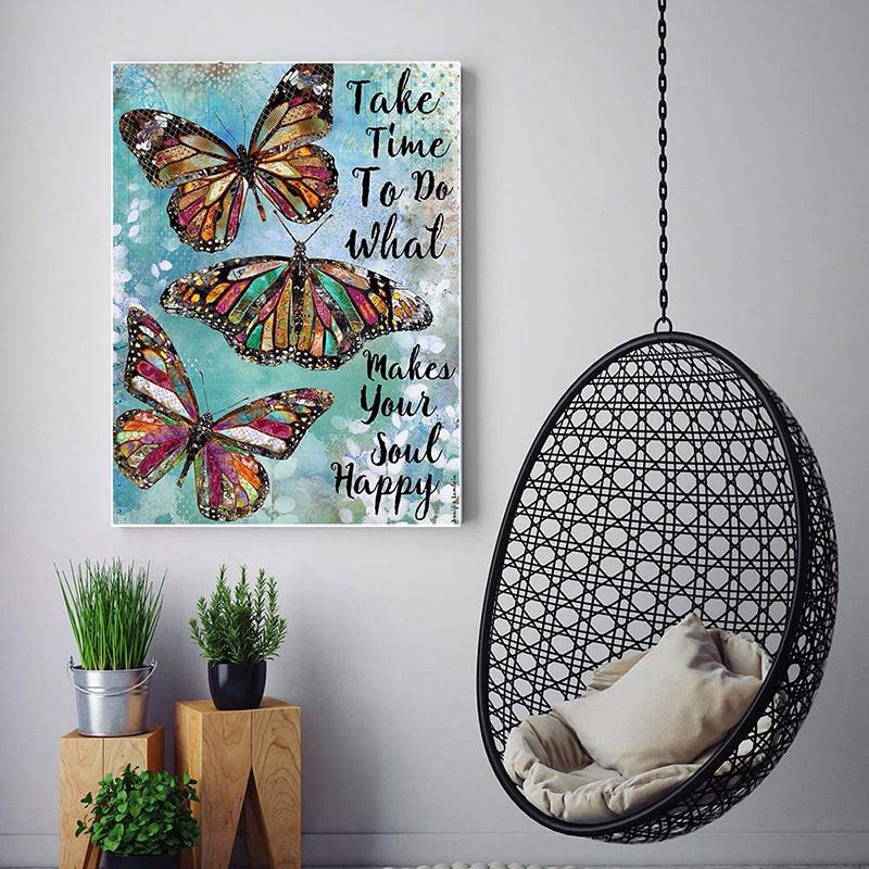 Bộ Tranh Đính Đá Tự Làm Họa Tiết Chữ Cái Và Bướm Độc Đáo