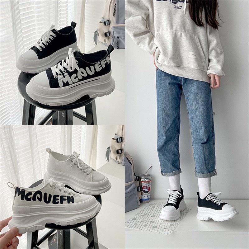 Giày MWC 0646- Giày Thể Thao Nữ Đế Cao, Sneaker Ulzzang, Sneaker Đế Độn In Chữ Cực Hot