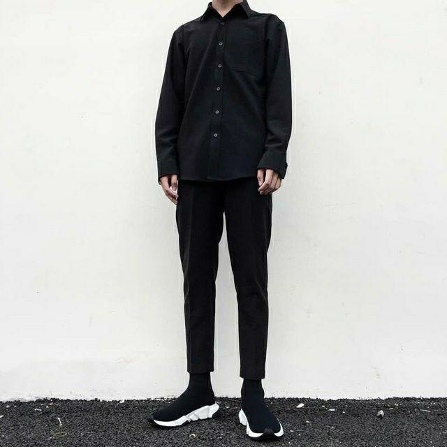 Áo Sơ Mi Đen Áo Sơ Mi Nam nữ unisex
