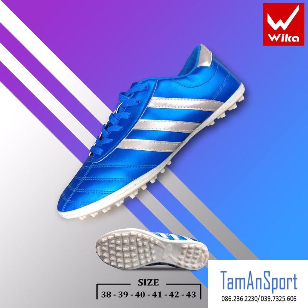 Giày bóng đá Wika 3 sọc ôm chân siêu bền khâu full đế đinh TF, giày đá banh sân cỏ nhân tạo