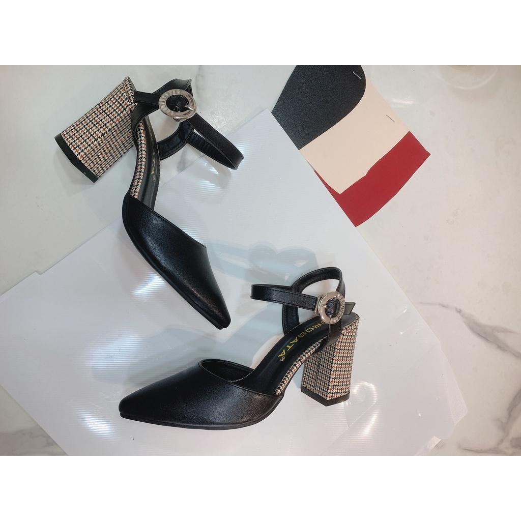 Giày sandal nữ bít mũi, gót caro cao cấp ROSATA RO382 - HÀNG VIỆT NAM - BKSTORE