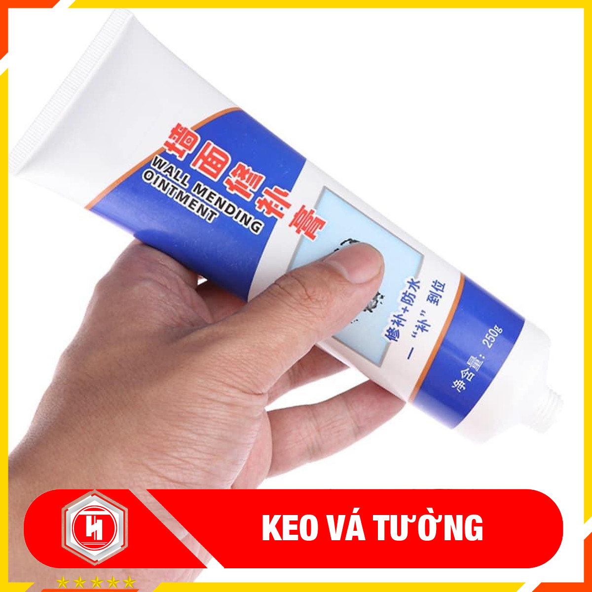 Tuýp keo vá tường siêu tốc 250G-Keo trám vá tường bị bong tróc, nứt, trầy xước, đóng đinh và vết bẩn...