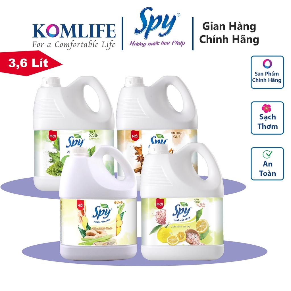 Nước rửa chén bát SPY thiên nhiên 3600 ml hương Quế, hương Gừng Sả thơm dịu nhẹ