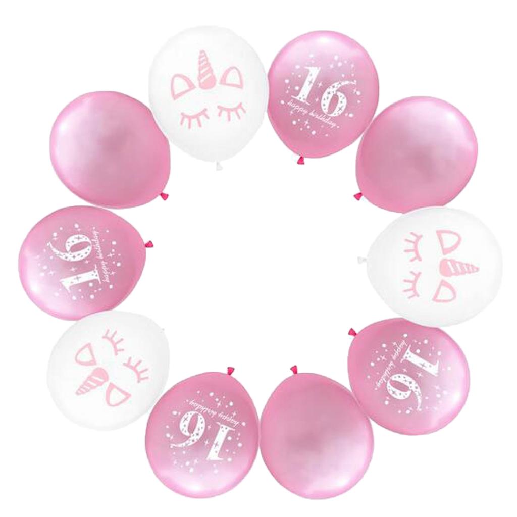 10 Pieces Assorted Balloons16th Birthday Latex Balloons for Birthday Party Decor 12 Inch