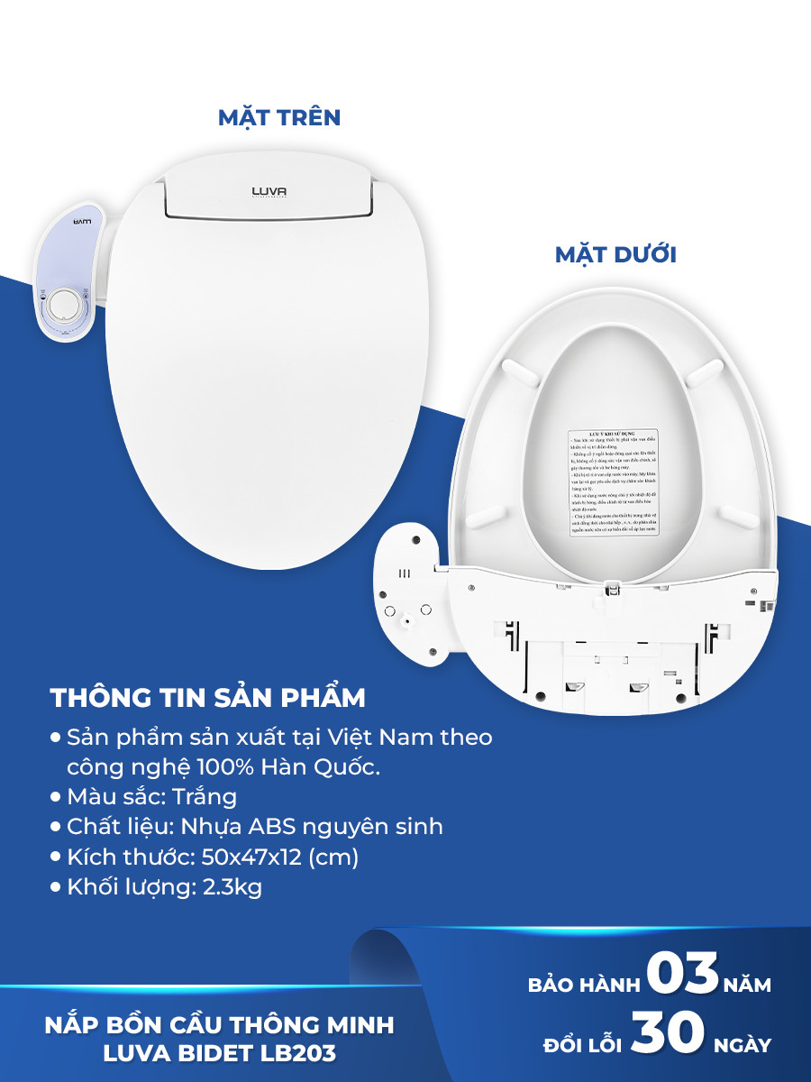Nắp Bồn Cầu Tự Rửa Thông Minh LUVA BIDET - LB203