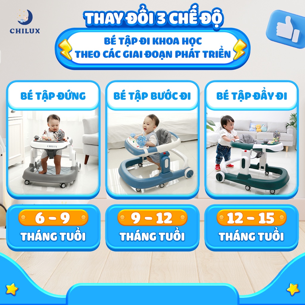 Xe tập đi cho bé Chilux Walk S, có bàn phát nhạc, thiết kế đạt chuẩn Châu âu