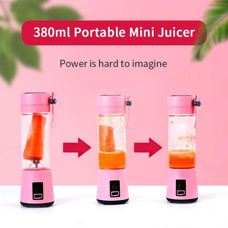 【Có hàng sẵn】380ML Máy xay trái cây gia đình mini cầm tay máy ép trái cây điện sạc máy nấu ăn bán buôn