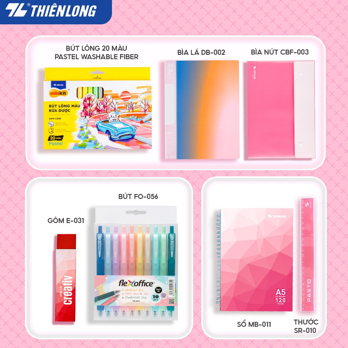 Combo dụng cụ học tập thể hiện cá tính - Tone Hồng ngọt ngào - 07 món