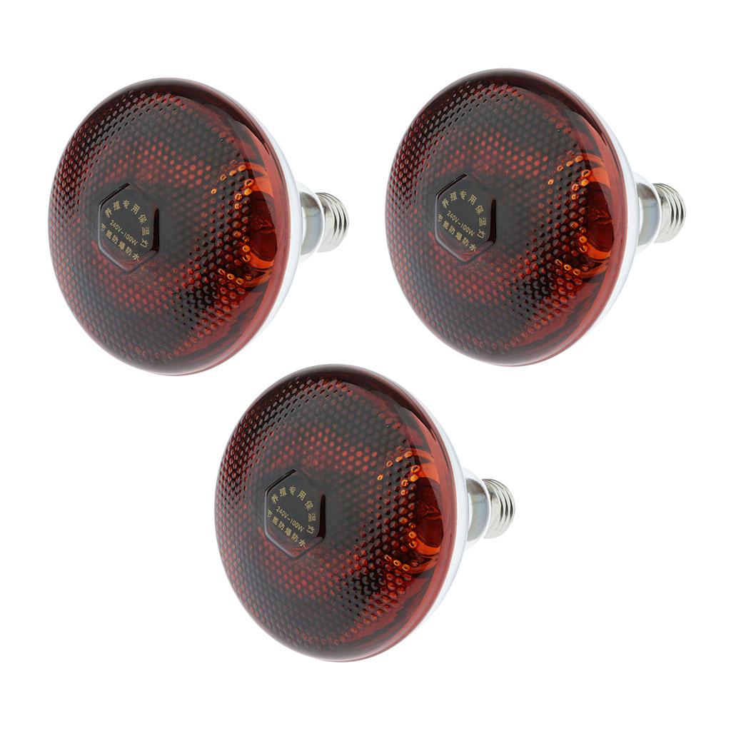 3pcs Reptile Light Bulb 100W Infrared Basking Spot Lamp for Reptiles Amphibian