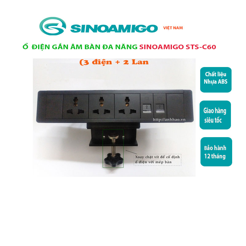 Ổ điện gắn bàn Sinoamigo STS-C60 nhập chính hãng