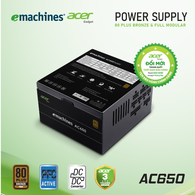 Nguồn Máy Tính Acer AC650 FR Bronze Full Modular – Hàng Chính Hãng