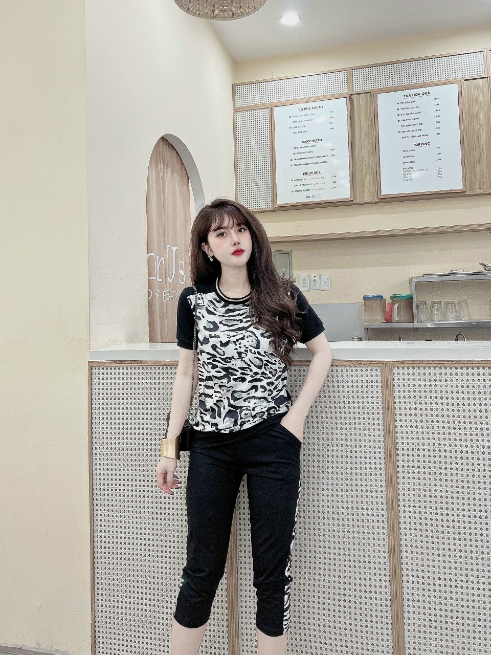 Đồ bộ lửng thun cotton họa tiết da beo