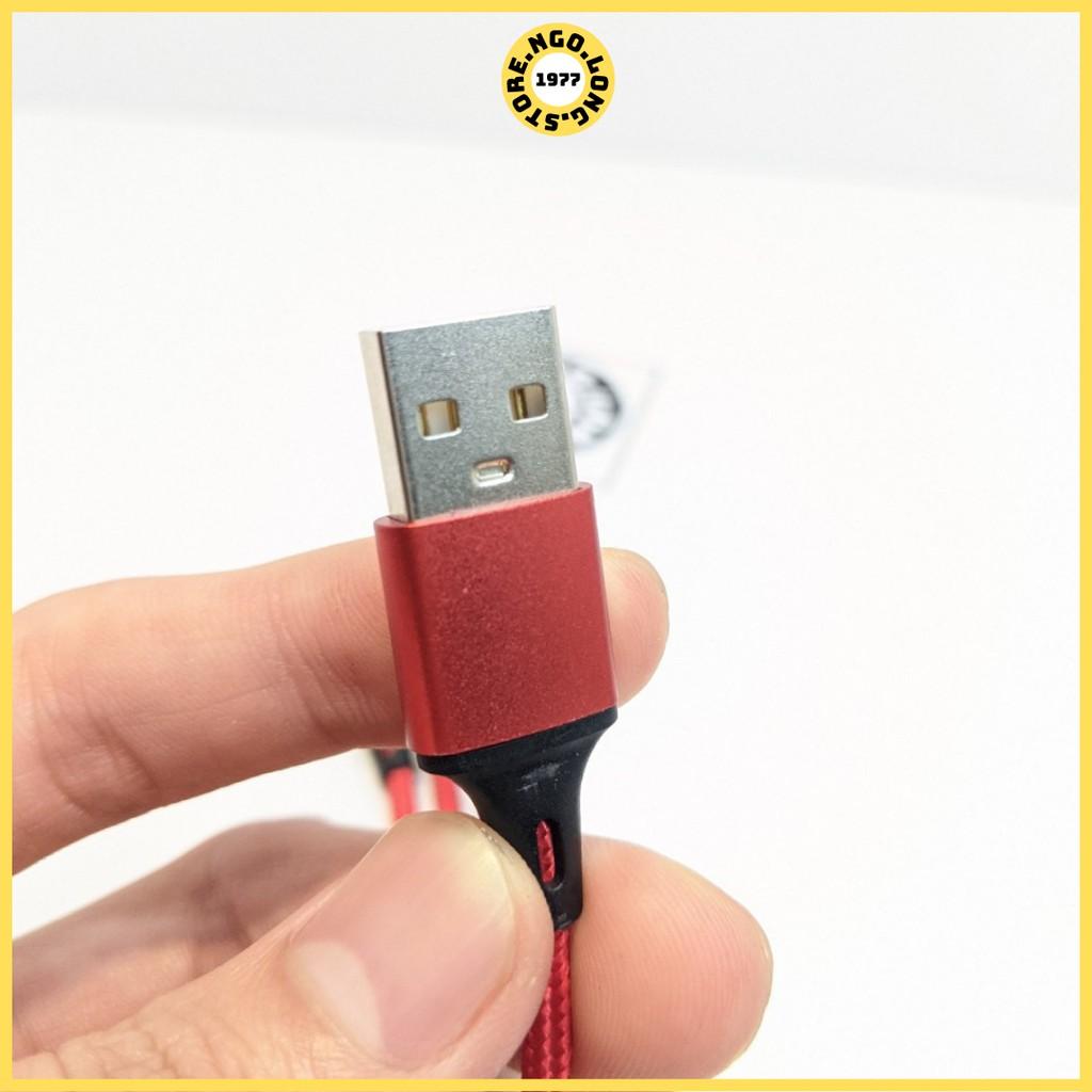 Cáp Sạc Đa Năng Dây dù sạc nhanh 3A Dài 1m2 | Dây Cáp Sạc 3 in1 iphone micro usb type c