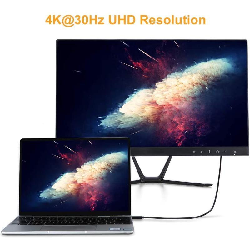 Cáp chuyển đổi 1.8M USB 3.1 Type C sang HDMI 4K Thunderbolt 3 30Hz/60Hz thích hợp cho MacBook Pro/Air/iPad Pro 2018 2