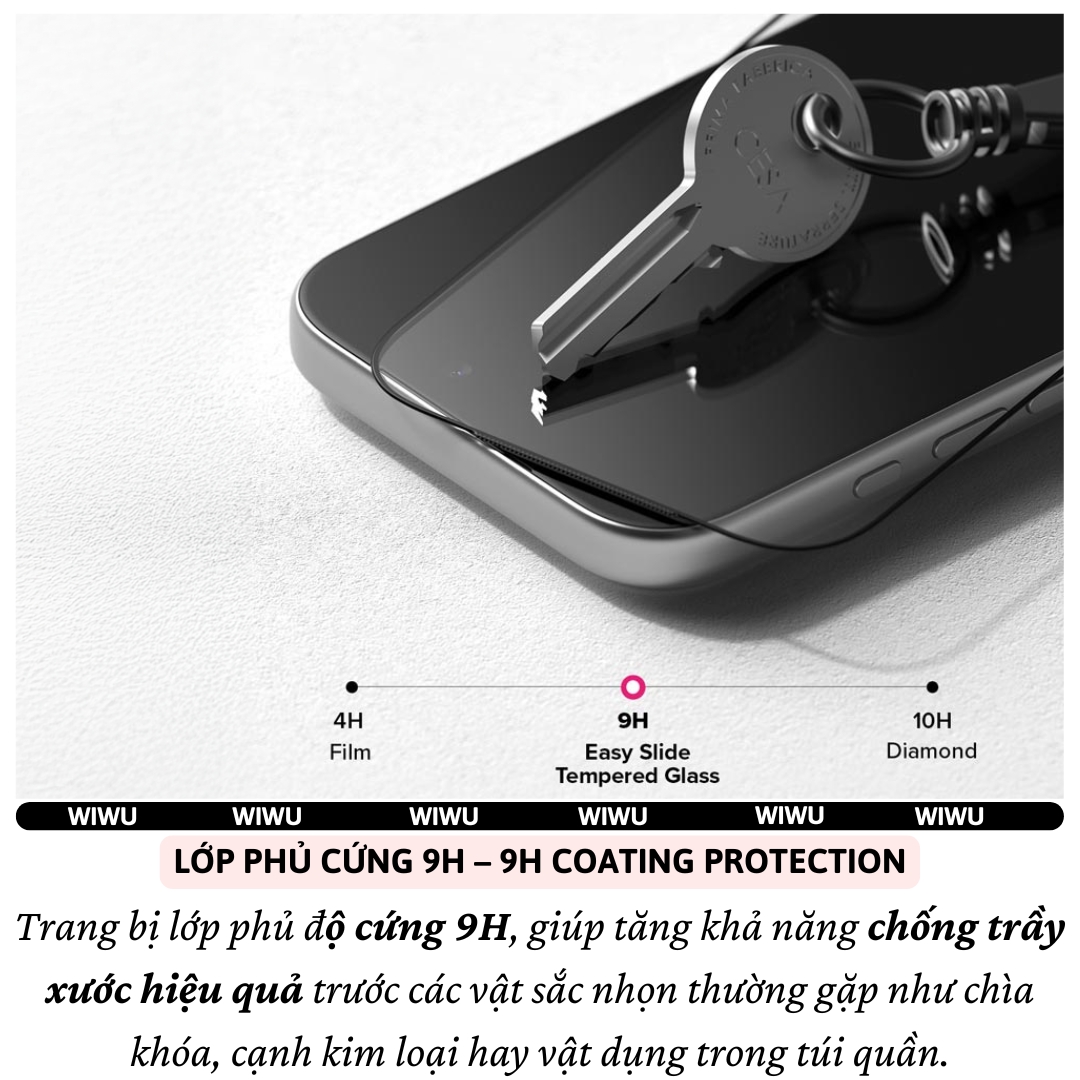 Dán kính cường lực Full màn hình WIWU UltraClear HD Transparency 9H cho iPhone 17 Air 16 15 14 13 12 11 Pro Max / Plus - Trong Suốt HD, Chống Trầy, Chống Vân Tay Cho iPhone, Lớp phủ Oleophobic cao cấp - Hàng nhập khẩu