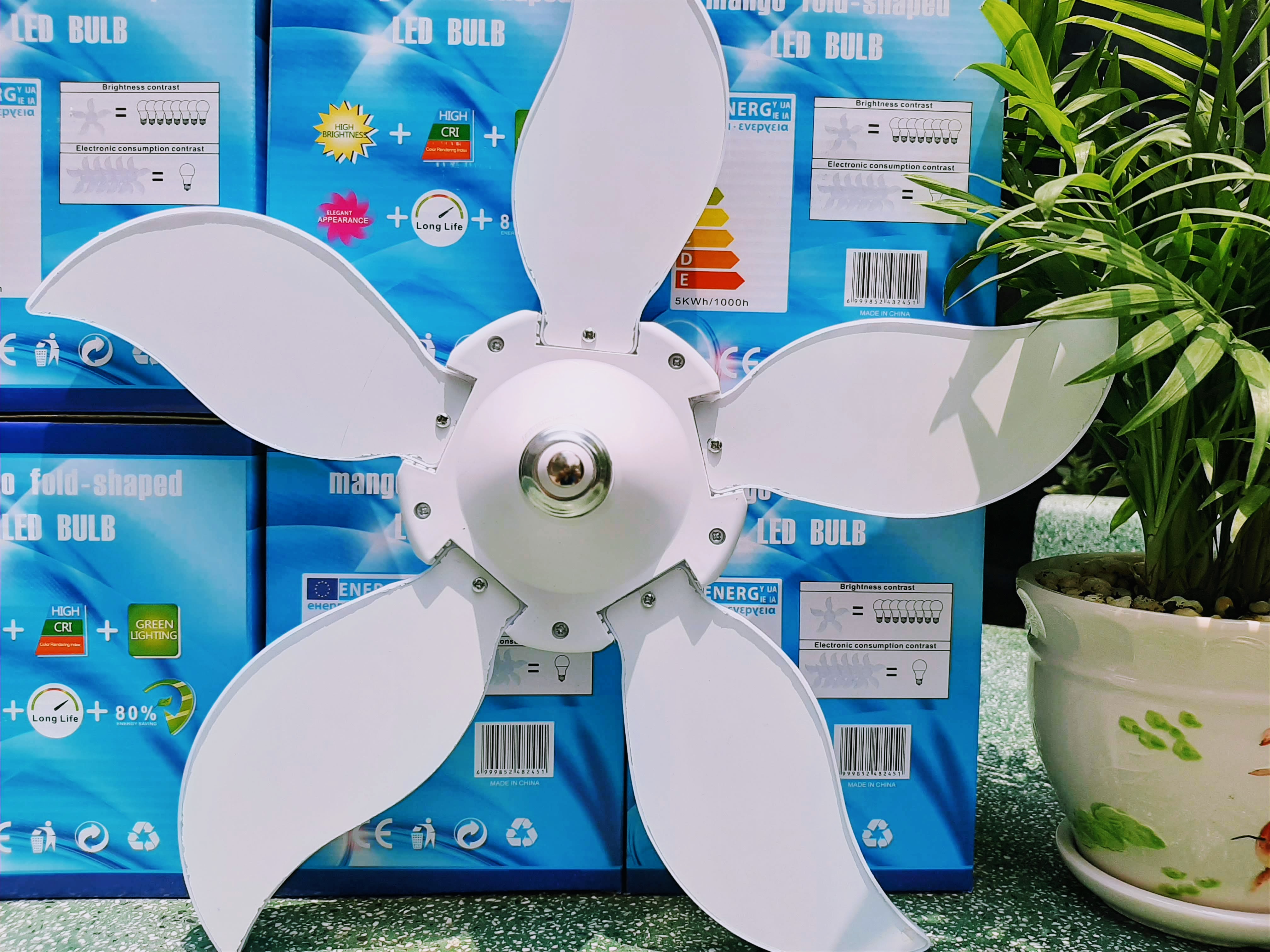 Bóng Đèn Led Hình 5 Cánh Quạt 75W, Đèn Led 5 Cánh Hoa Ánh Sáng Trắng Tiết Kiệm Điện