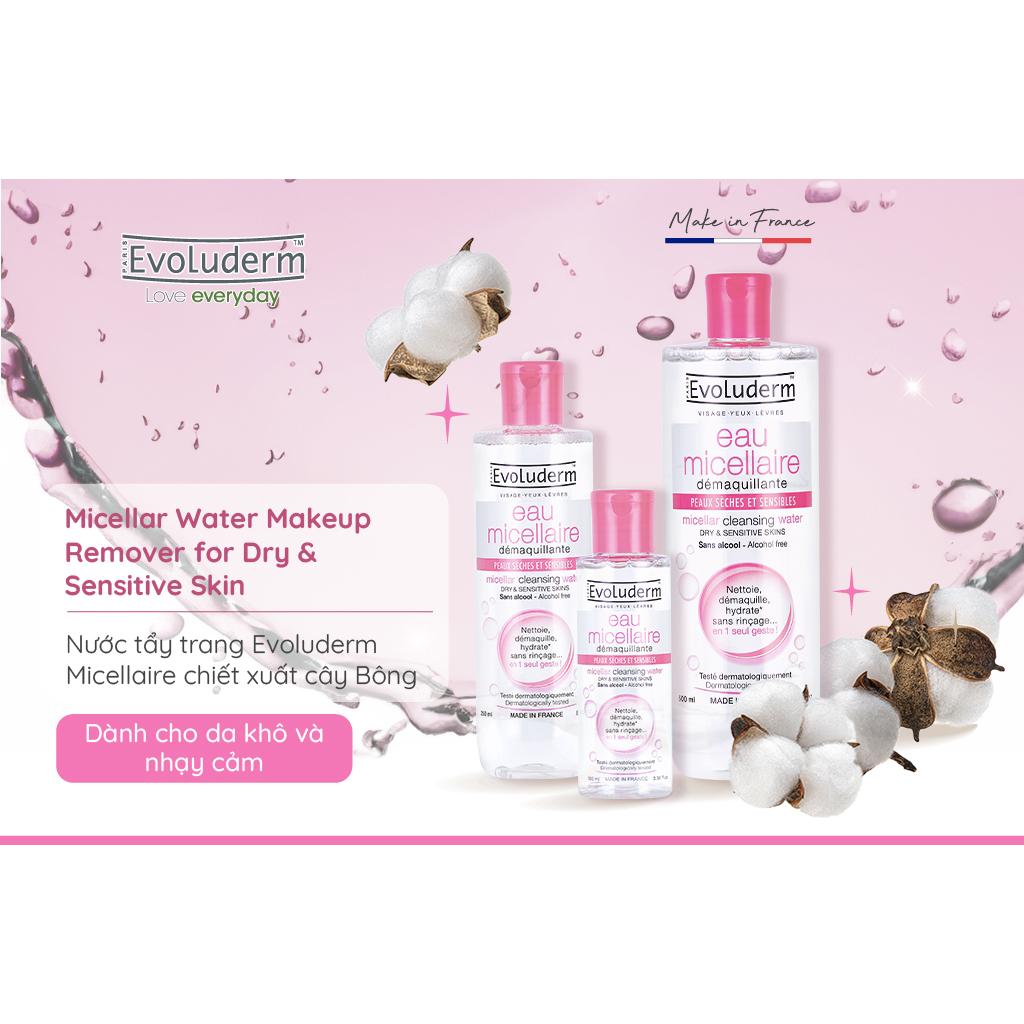 Nước tẩy trang Evoluderm Micellar Cleansing Water 250ml
