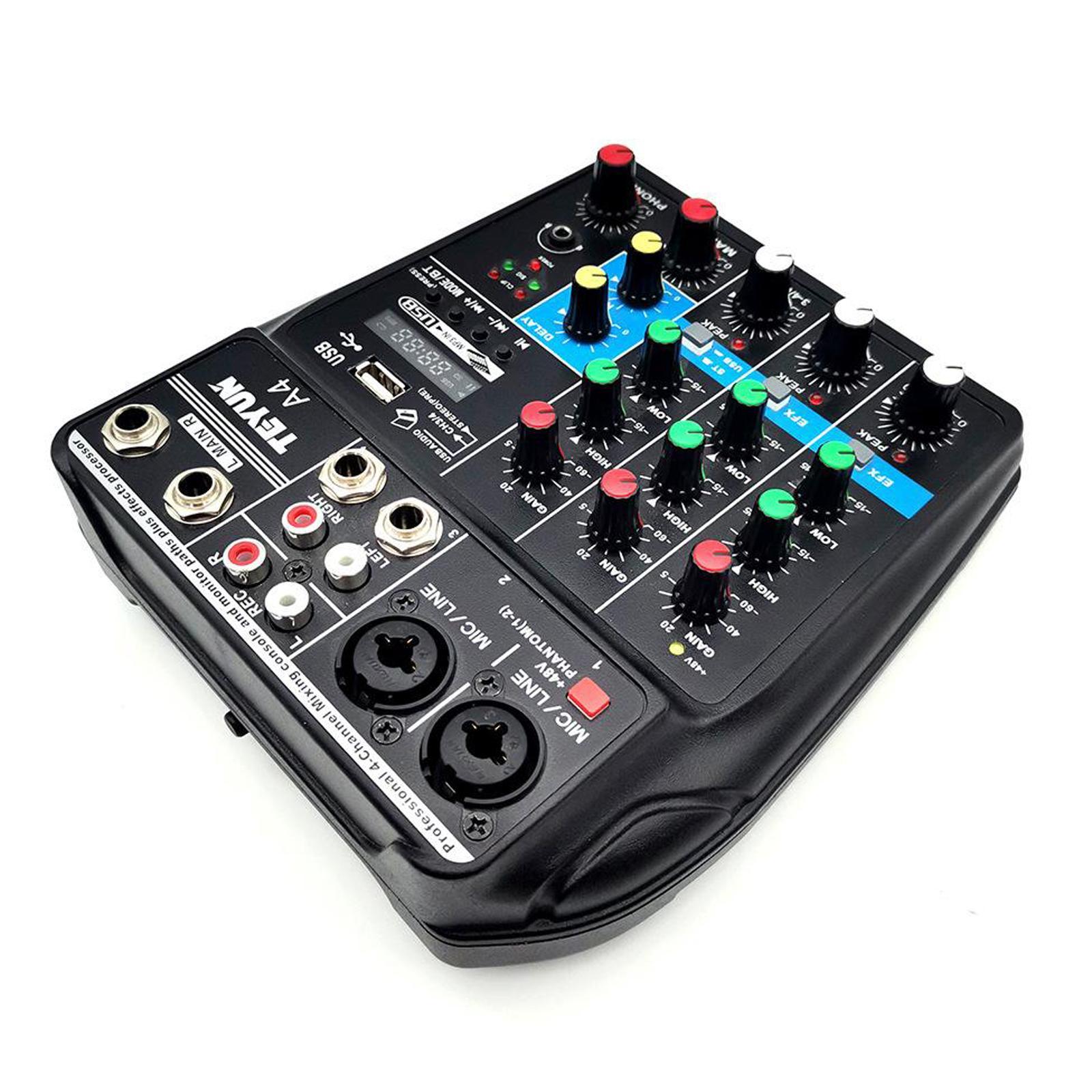 4 Channel USB Audio Mixer Mixing Console Sound Card Small Mixer Black