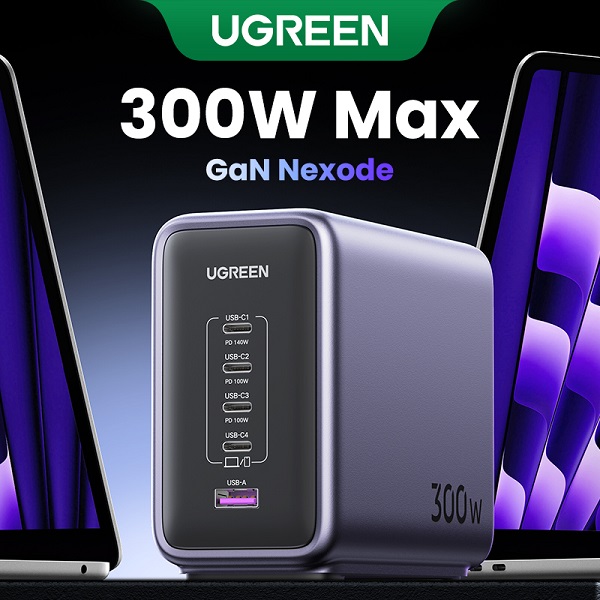 Đế sạc nhanh UGREEN 300W 5 USB C GAN 140W PD3.1 thích hợp cho MacbookProAir M2 Dell XPS iPad Pro iPhone 14 Pro Galaxy S2 hàng chính hãng