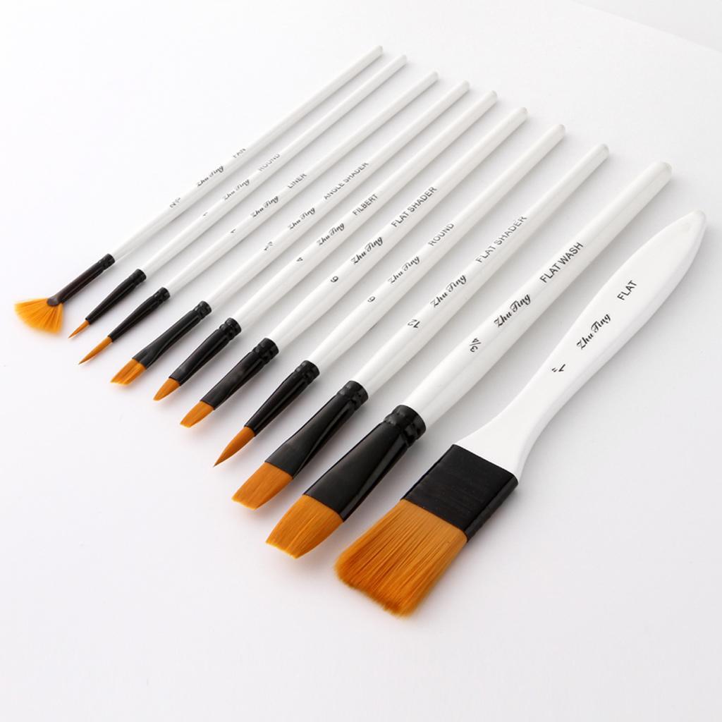 2x 10pcs Art Paint Brushes Set Acrylic Oil Watercolor Body Painting Brushes+Bag
