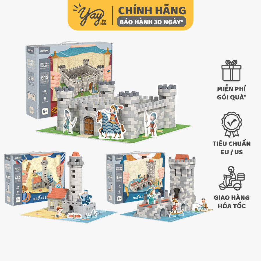 [03 MẪU] Bộ Xây Dựng STEAM cho trẻ 6+- Master Builder Mideer