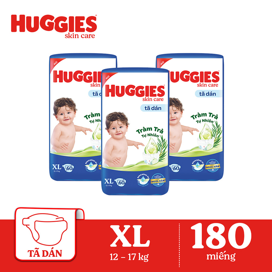 Combo 3 Tã dán Huggies Skincare Super Jumbo XL60