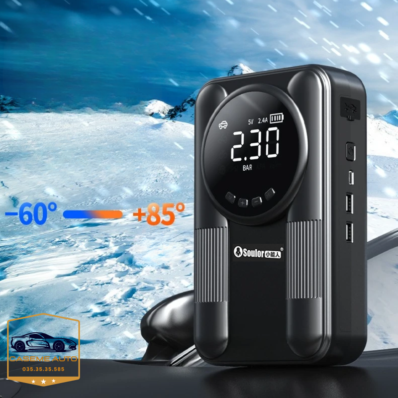 Bơm Lốp Kiêm Kích Bình Ô Tô, Xe Máy SOULOR CYD14 129000mAh Đa Năng – Sạc Dự Phòng, Đèn Pin, Bơm Siêu Tốc - Hàng chính hãng