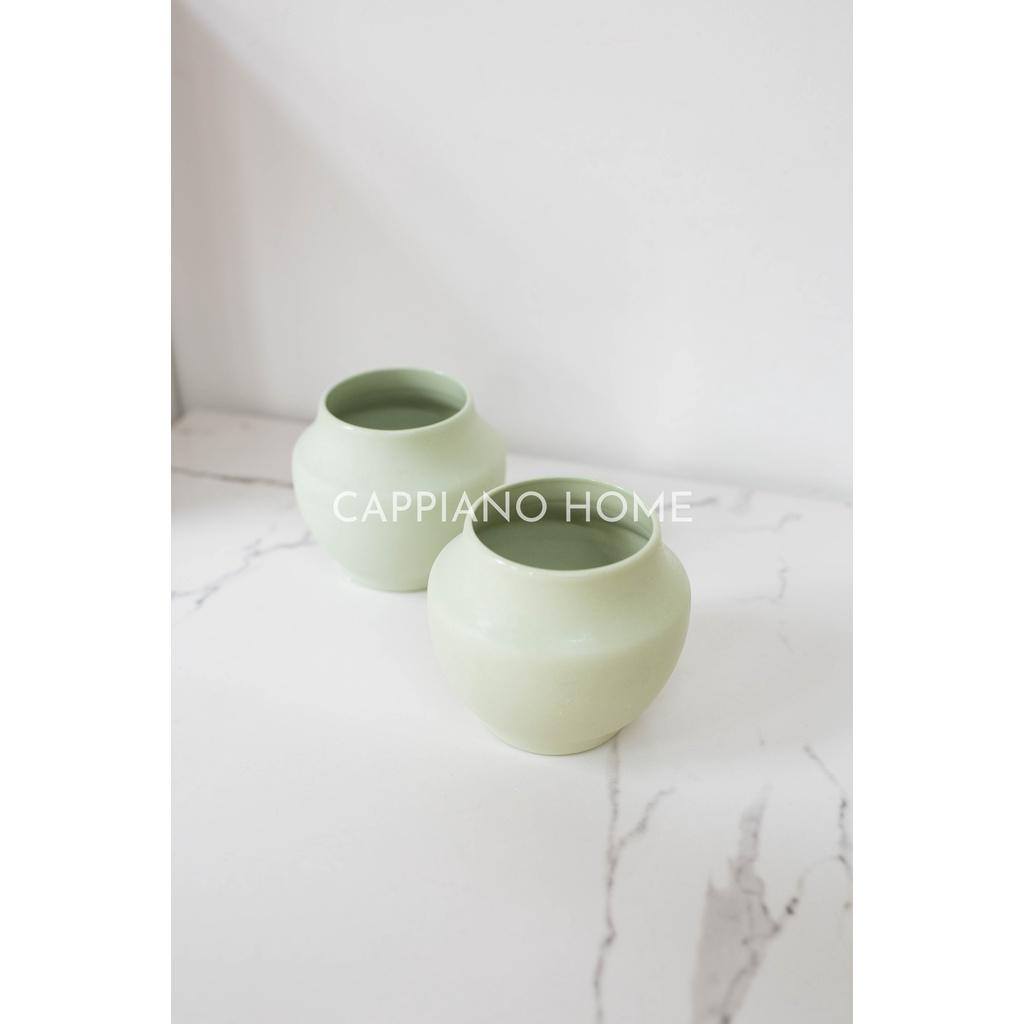 Chậu cây cảnh mini màu xanh mint, chậu sứ nhỏ decor trang trí nhà cửa | Cappiano Home