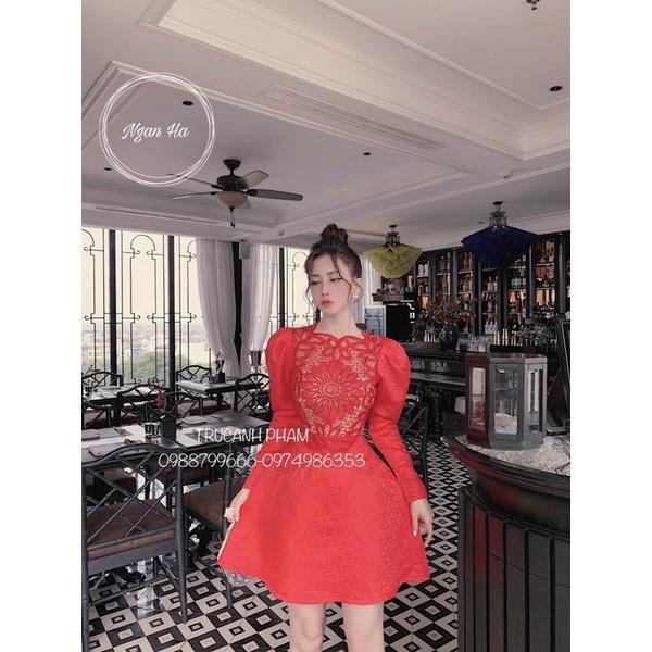 Đầm Nữ Phối Ren - Váy Xoè Dự Tiệc Cho Nữ Tay Dài