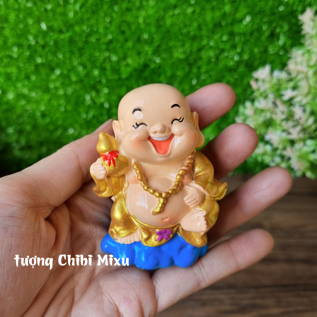 Bộ 05 tượng Di Lặc 7cm sơn nhũ vàng cao cấp - Ngũ Phúc Lâm Môn