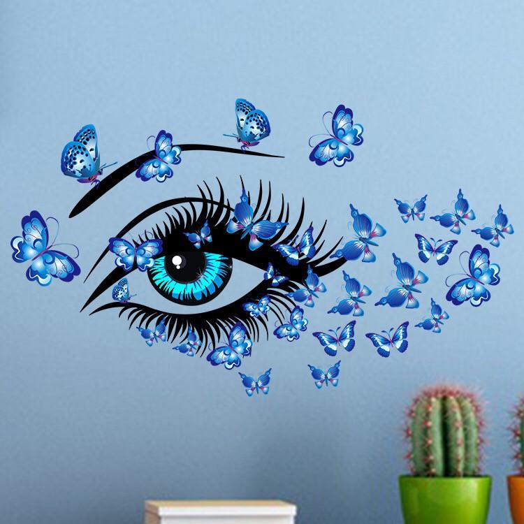 Decal trang trí tường / Kính mẫu - Mắt Bướm Xanh