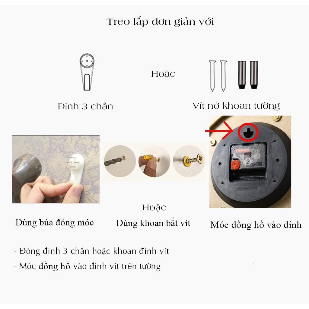 Đồng hồ treo tường trang trí nội thất phòng khách TT2907, trang trí phòng ngủ, làm quà tặng, mừng tân gia, mừng đám cưới