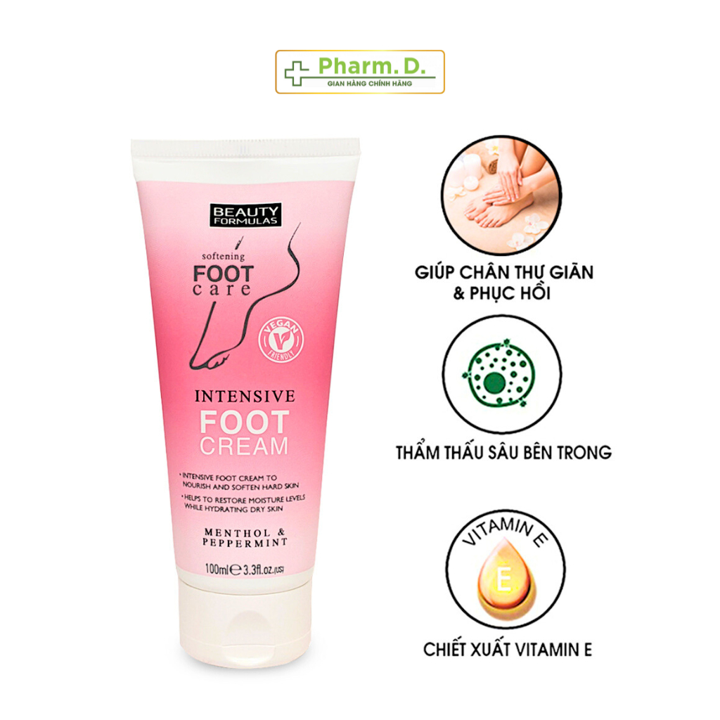 Kem Dưỡng Da Chân Beauty Formulas Giúp Giữ Ẩm, Làm Mềm Mượt Cho Da Bàn Chân (Tuýp 100ml)