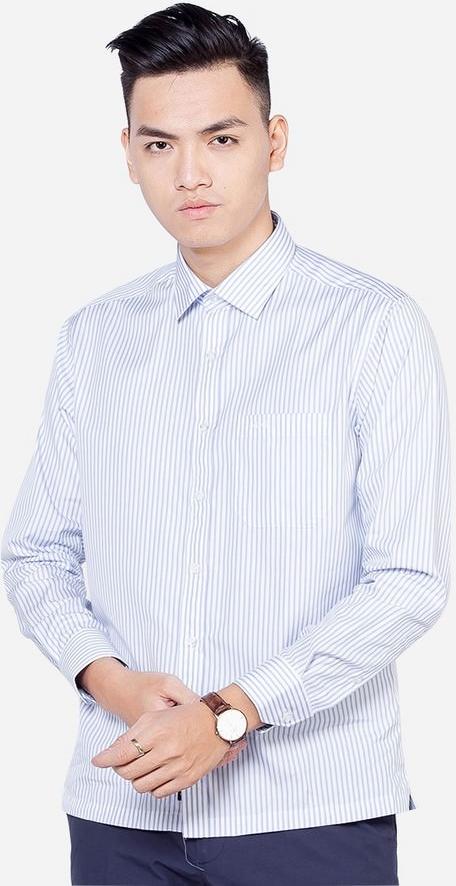 Áo Sơ Mi Nam Aligro Màu Trắng Phối Kẻ sọc ALG1005