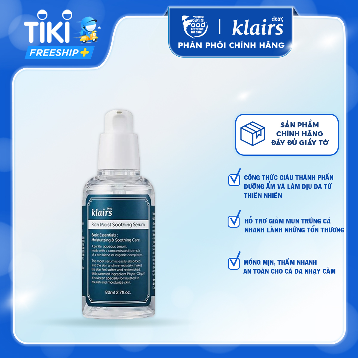 Tinh Chất Dưỡng Ẩm Sâu Klairs Rich Moist Soothing Serum