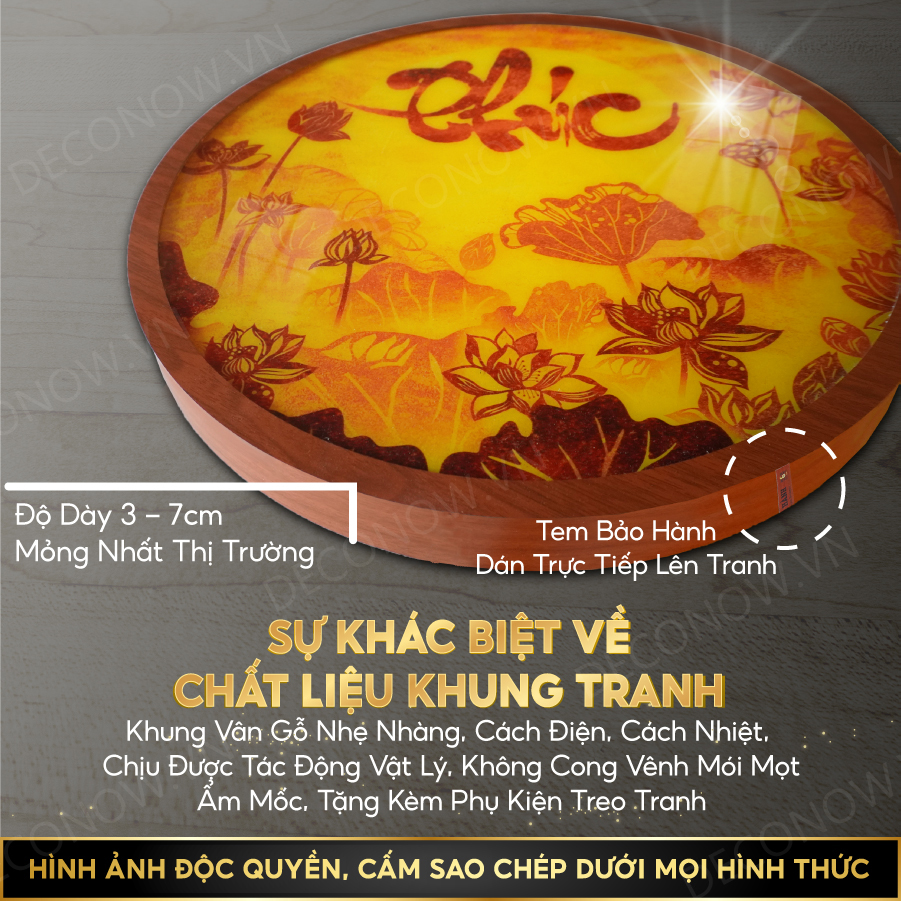 Đèn Hào Quang Phật In Tranh Trúc Chỉ DECORNOW 30,40 cm, Trang Trí Ban Thờ, Hào Quang Trúc Chỉ HOA SEN DCN-TC18
