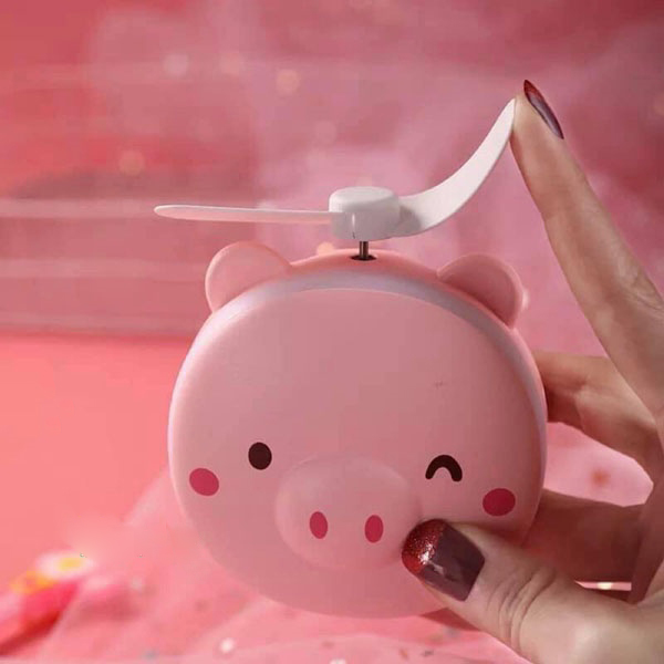 Gương Soi Mini Cầm Tay Hình Thú Cứng Ngỗ Nghĩnh Có Đèn Kèm Quạt Mini Có Cổng Sạc USD Mẫu Ngẫu Nhiên