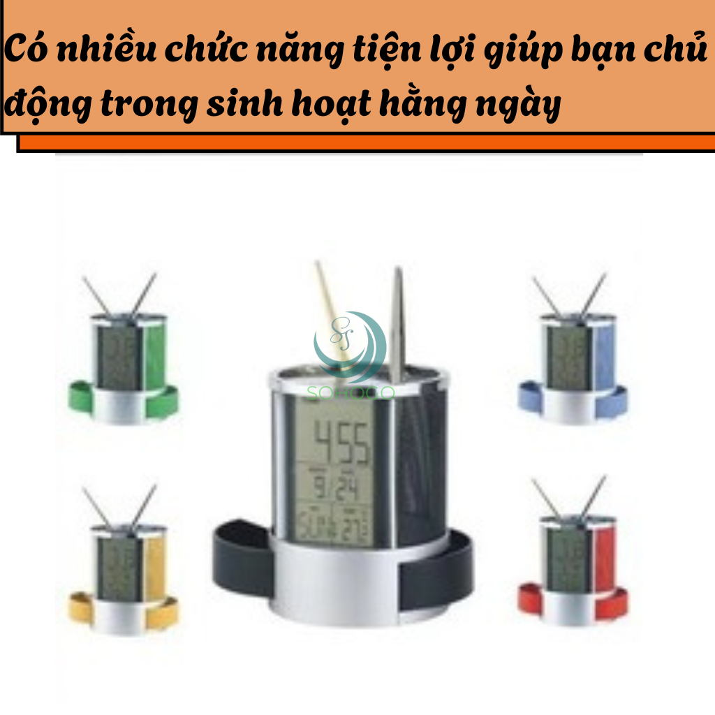 HỘP CẮM BÚT ĐA NĂNG KÈM ĐỒNG HỒ ĐIỆN TỬ HỘP BÚT ĐA NĂNG 3 TRONG 1 – ĐỒNG HỒ, LỊCH &amp; NGĂN ĐỰNG TIỆN LỢI