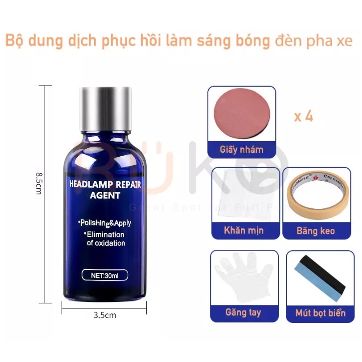 Bộ FullSet chăm sóc ô tô Xóa Vết Nứt Kính và Đánh Bóng Đèn
