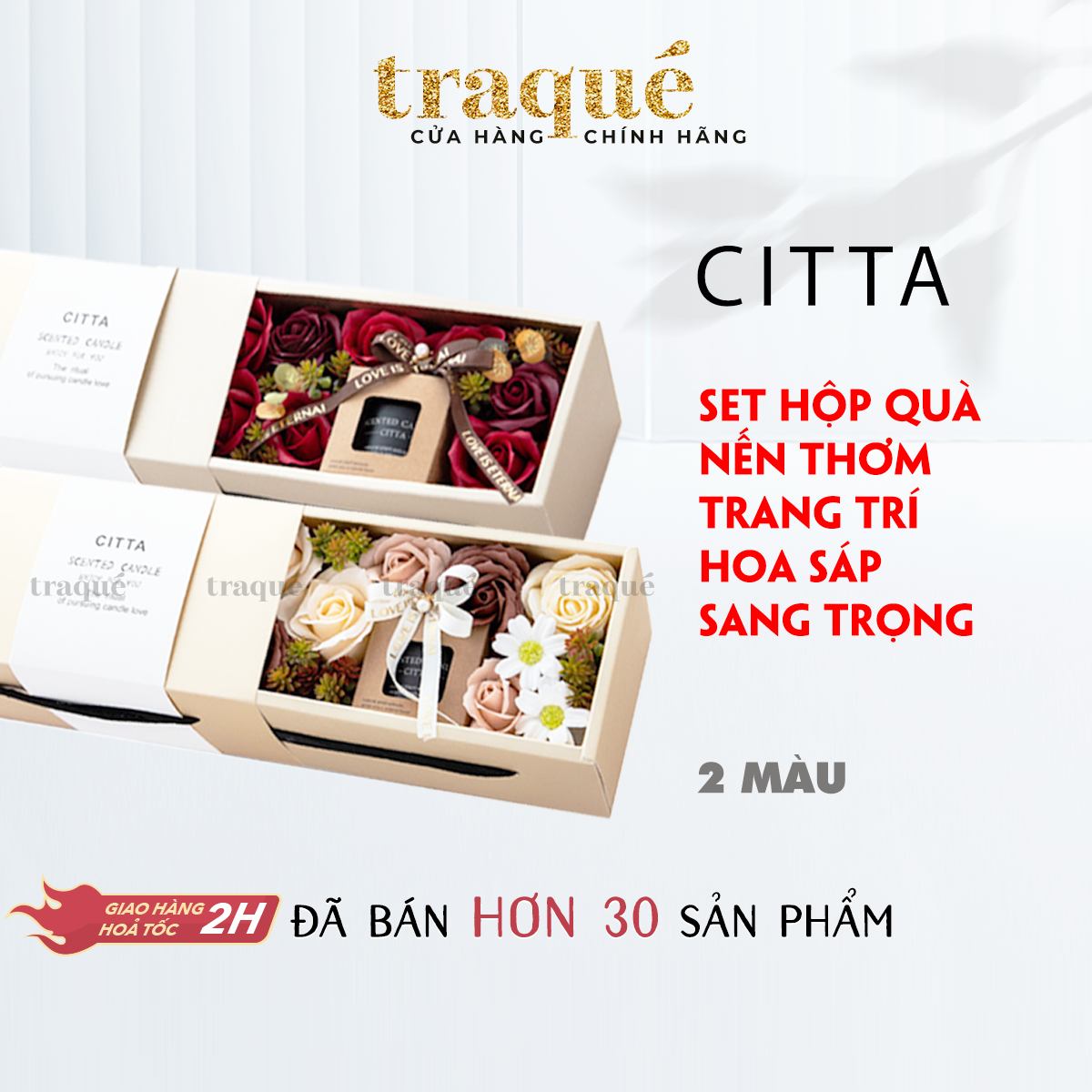 Set quà tặng nến thơm trang trí hoa sáp, sang trọng và lãng mạng