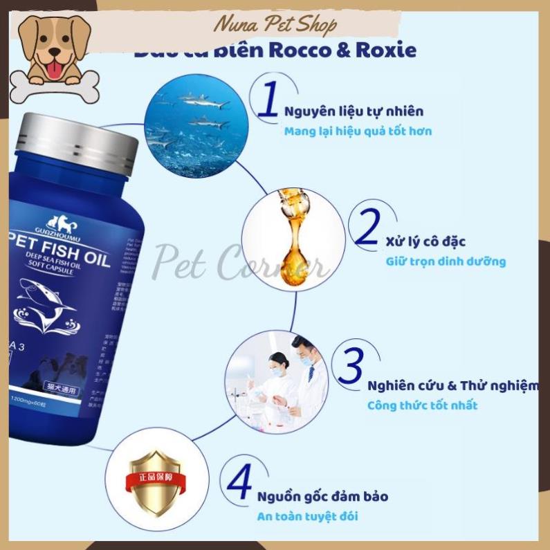 Viên dầu cá cho chó mèo Pet Fish Oil, bổ sung Omega 3, tăng sức đề kháng và dưỡng lông