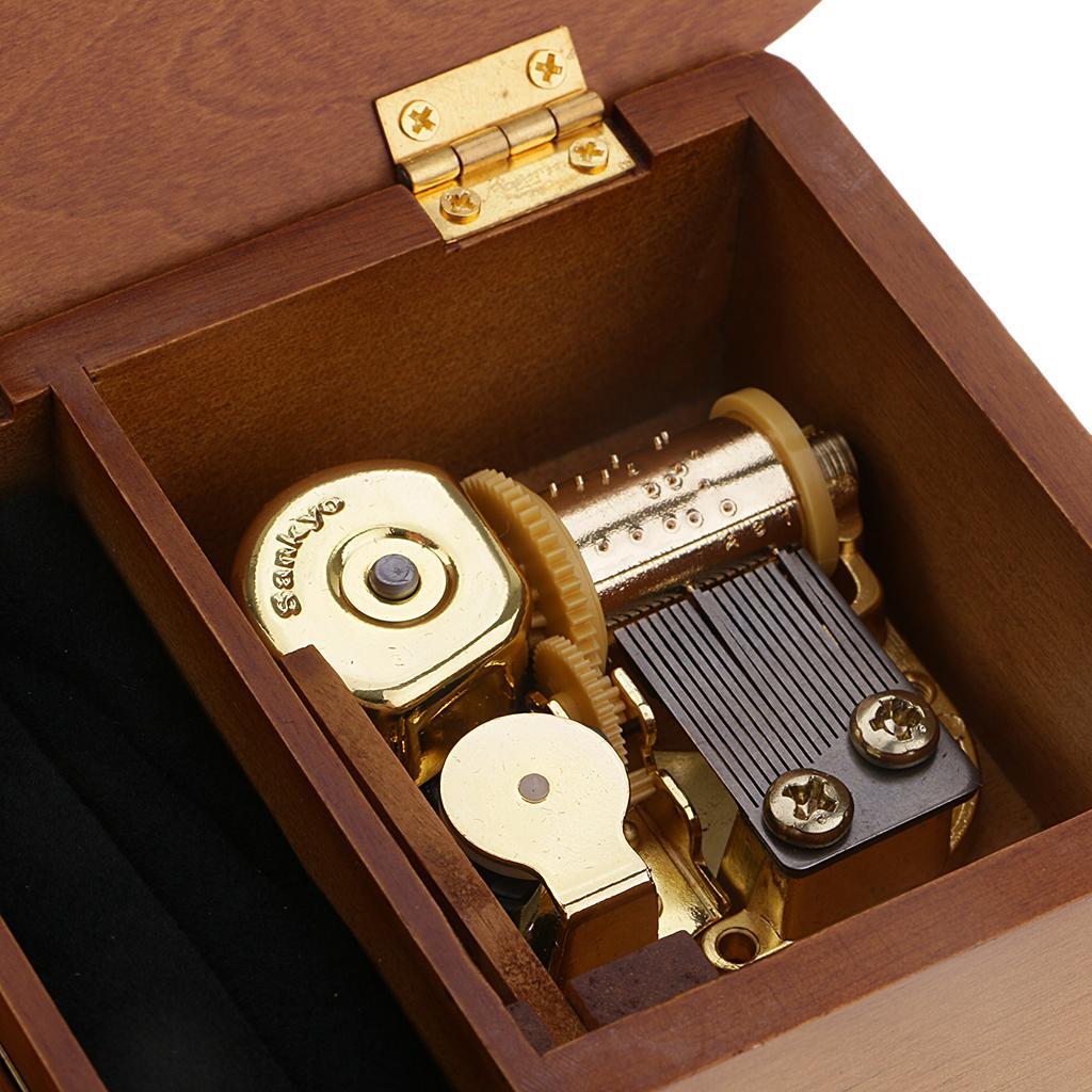 Retro Wooden Music Box - 5 Music for Choice - Musical Box Piano Style Melody for Birthday Gift