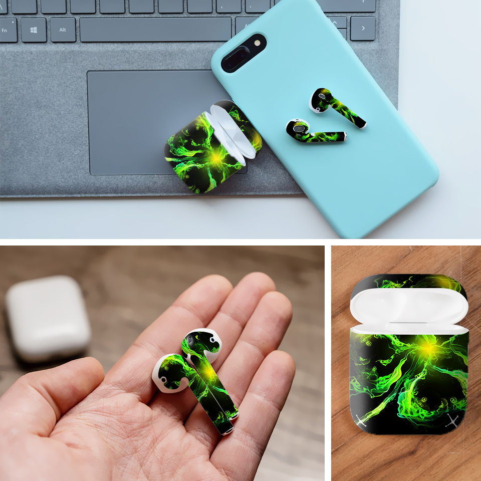 Miếng dán skin chống bẩn cho tai nghe AirPods in hình thiết kế - atk324 (bản không dây 1 và 2