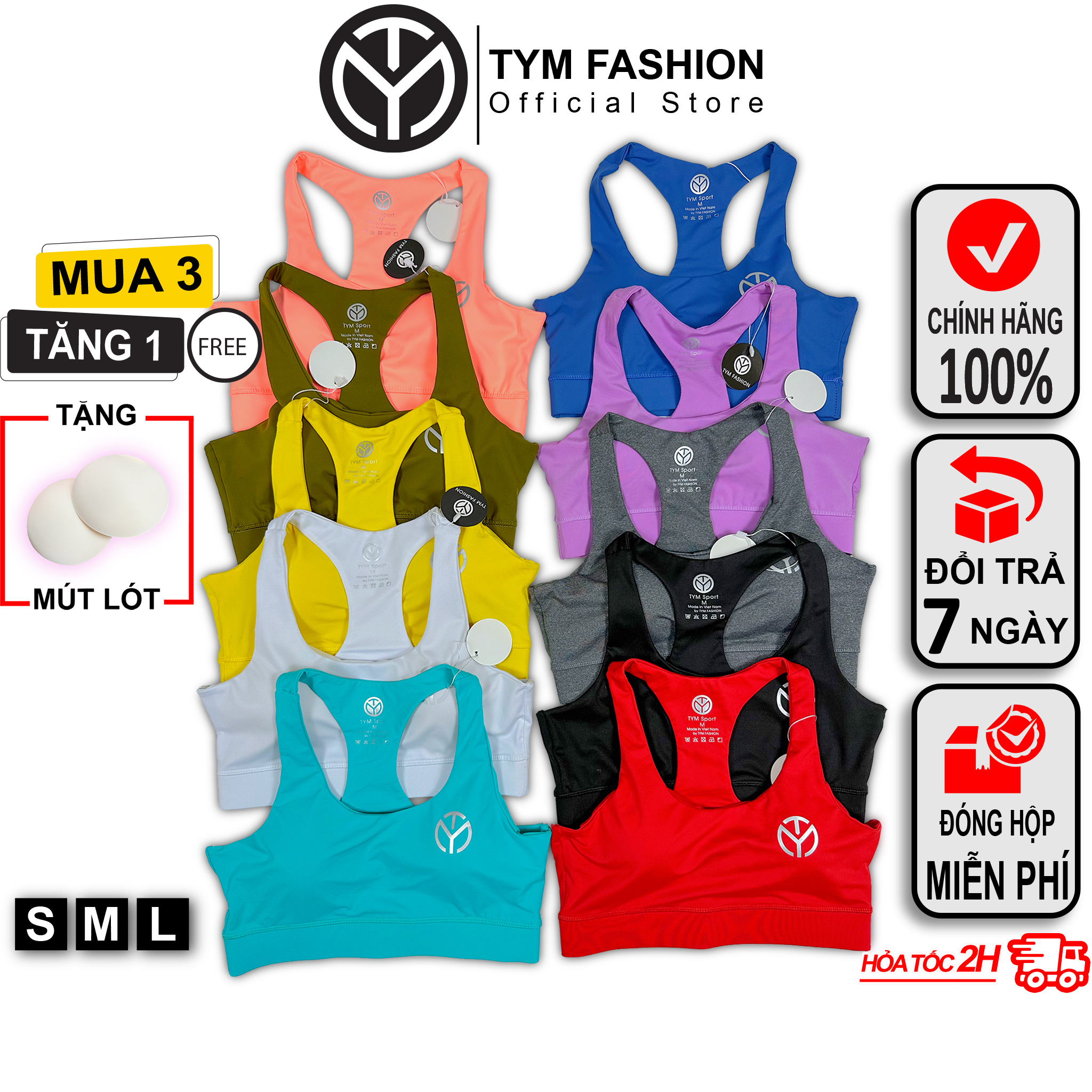 Áo Bra tập gym yoga thể thao Nữ TYM tặng kèm mút lót - vải Poly 4 chiều co dãn thoáng mát - AWT004 - TYM FASHION