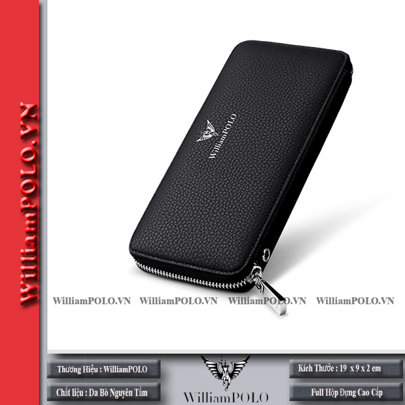 Ví cầm tay nam - ví nam cao cấp Full hộp WilliamPOLO - V29
