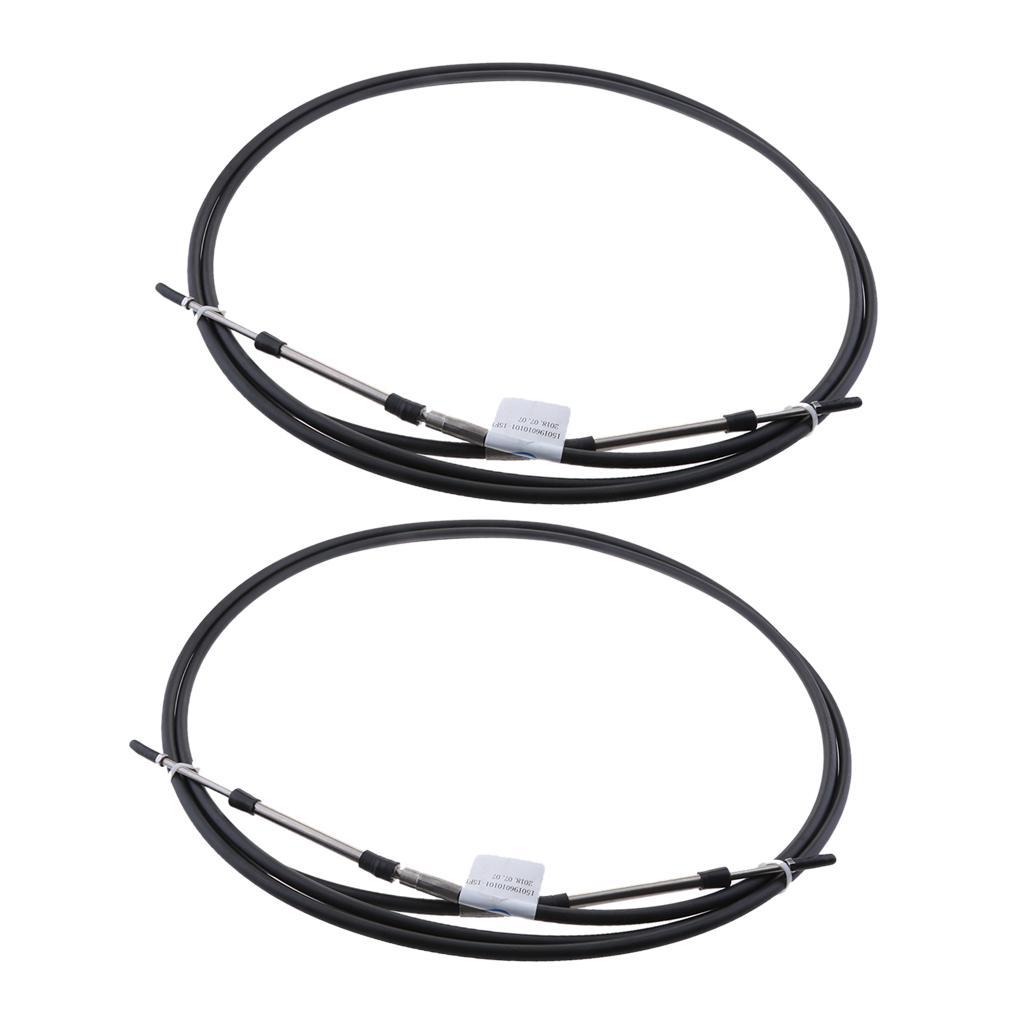 2pcs Black Throttle Remote Control Box Cable for Yamaha Outboard 11 FT
