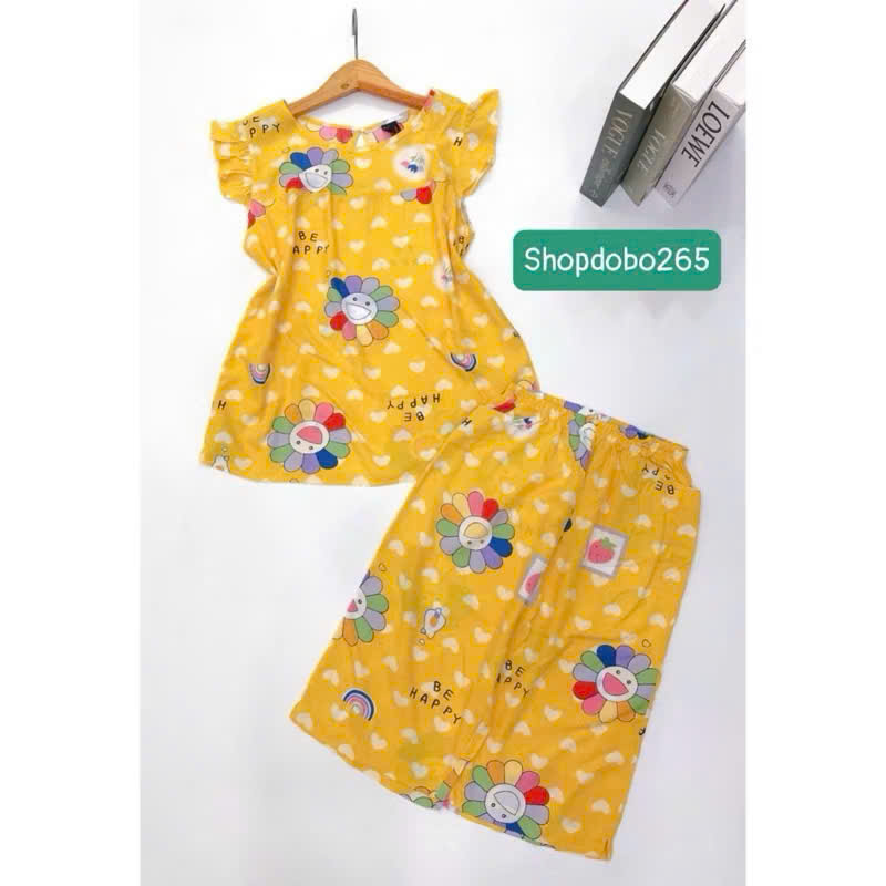 Đồ bộ nữ,đồ ngủ mặc nhà lửng tay cánh tiên vải lanh mềm,mát BL 169 hoạ tiết dễ thương size 45-70kg